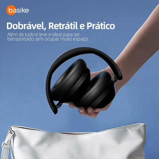 Fone de Ouvido Bluetooth Sem Fio, ANC, Headphone Com Microfone - basike