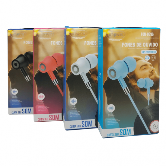 Fone de Ouvido com fio P2 Original Inova com cores sortidas - fon-9896