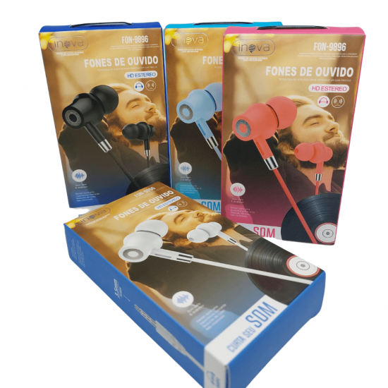 Fone de Ouvido com fio P2 Original Inova com cores sortidas - fon-9896