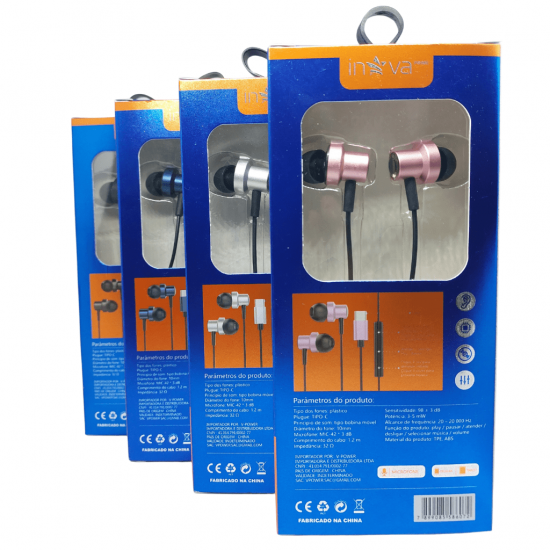Fone De Ouvido com Microfone Estéreo Conexão Type-C diversas cores INOVA - kv-105