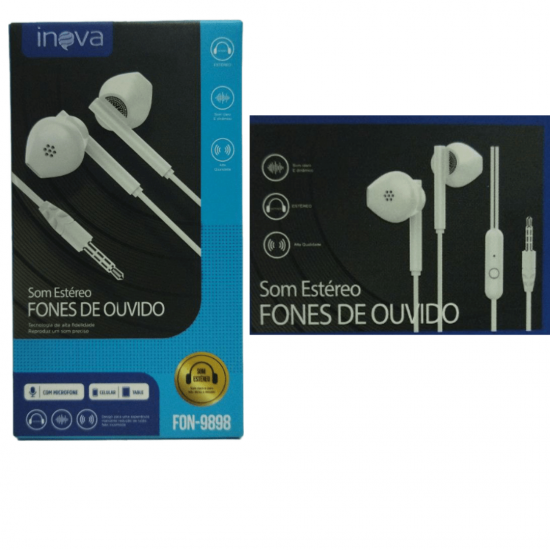 Fone de ouvido com microfone INOVA Colorido Intra-Auricular Estereo P2 - fon-9898