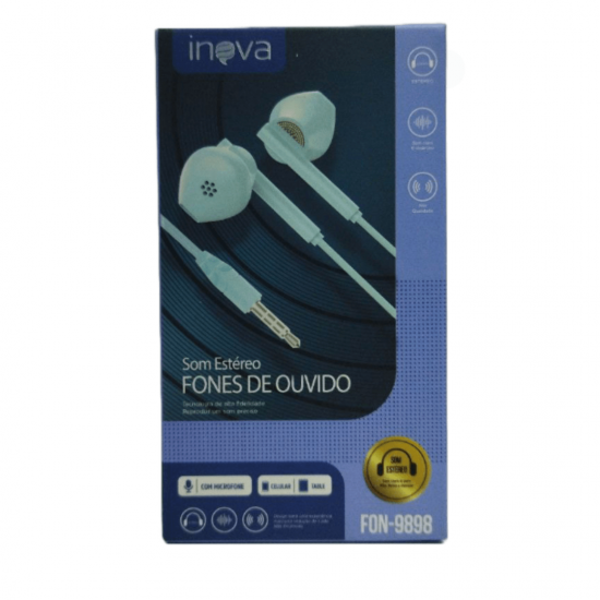 Fone de ouvido com microfone INOVA Colorido Intra-Auricular Estereo P2 - fon-9898