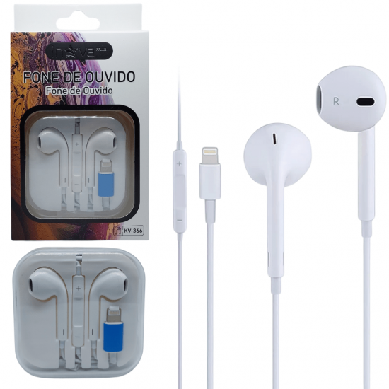 Fone de Ouvido com Microfone Iphone Conexão Lightning Inova - kv-366