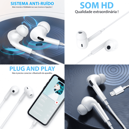 Fone de Ouvido Espuma Com Fio iPhone Inova - fon30040
