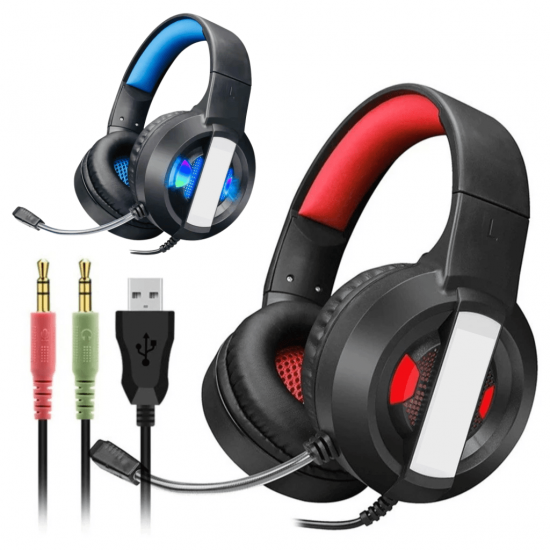 Fone de Ouvido Gamer Usb P2 Headset Headphone Profissional Luz Led - MAXG013