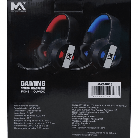 Fone de Ouvido Gamer Usb P2 Headset Headphone Profissional Luz Led - MAXG013