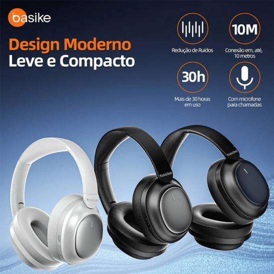 Fone de Ouvido Headphone Ba FON 144 - Bluetooth, Hi-Fi, Redução de Ruído