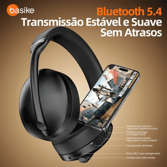 Fone de Ouvido Headphone Ba FON 169 - Bluetooth, Redução de Ruído
