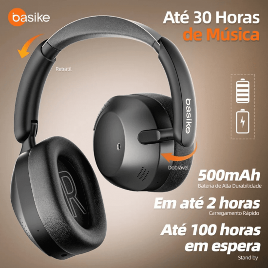 Fone de Ouvido Headphone Ba FON 195 - Bluetooth 5.4, Hi-Fi, Redução de Ruído