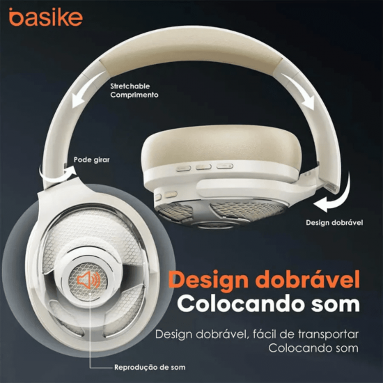 Fone de Ouvido Headphone Ba FON 6695 - Bluetooth, Redução de Ruído