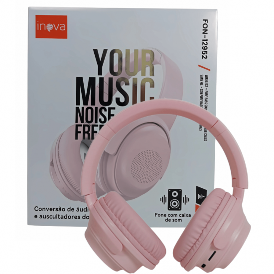 FONE DE OUVIDO HEADPHONE SEM FIO COM FUNÇÃO CAIXA DE SOM - FON-12952 - INOVA