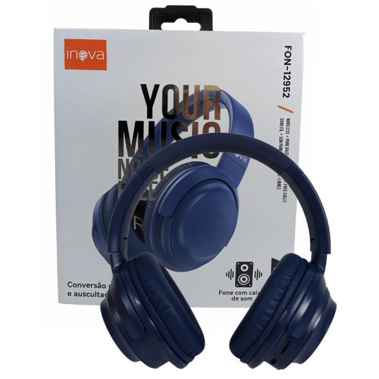 FONE DE OUVIDO HEADPHONE SEM FIO COM FUNÇÃO CAIXA DE SOM - FON-12952 - INOVA