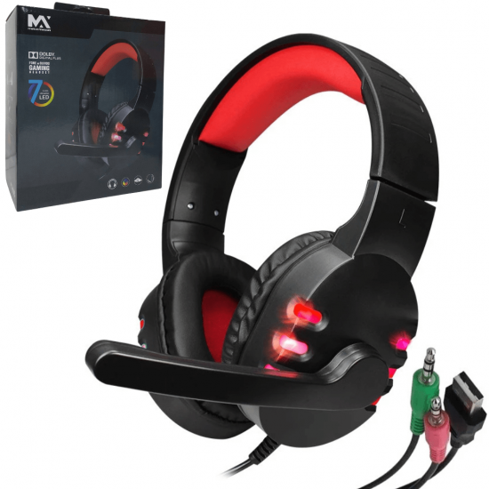 Fone de Ouvido Headset Gamer PC Celular MAX-G012 Led 7 Cores