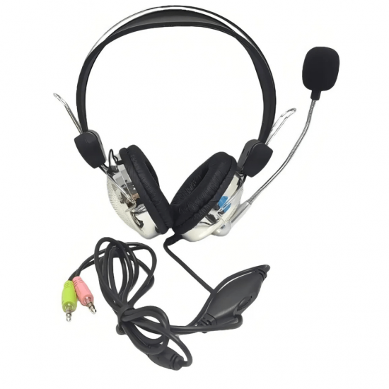 Fone de Ouvido Inova Headsets Cromado Stereo Microfone Embutido Alças Flexíveis FON-8679