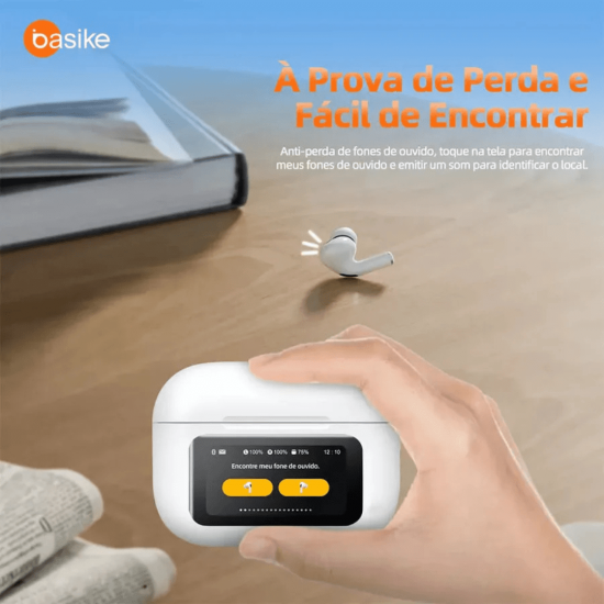 Fone de Ouvido Intra-Auricular Ba FON 6696 - Bluetooth 5.4, Tela LCD, Redução de Ruído