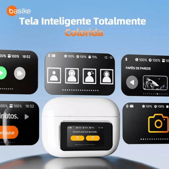 Fone de Ouvido Intra-Auricular Ba FON 6696 - Bluetooth 5.4, Tela LCD, Redução de Ruído