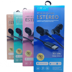 Fone De Ouvido Tipo C cores sortidas Com Microfone Inova kv-106