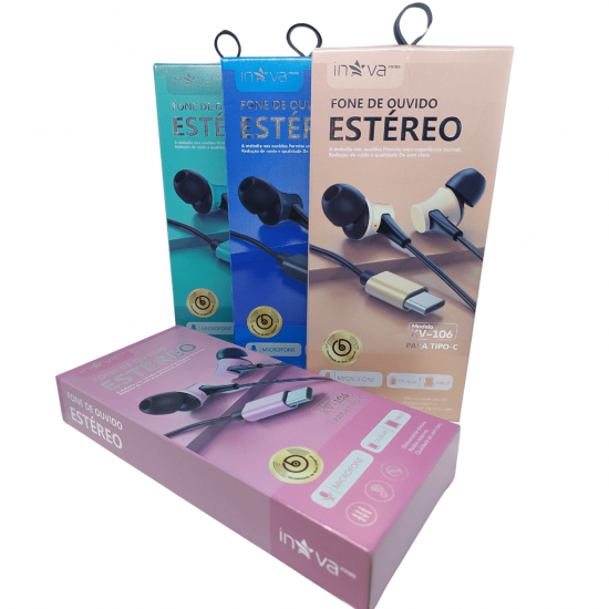 Fone De Ouvido Tipo C cores sortidas Com Microfone Inova kv-106