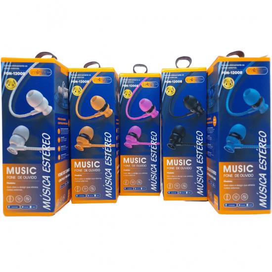 Fone inova fone de ouvido com fio/microfone fon-12008 cores sortidas