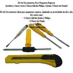 KIT 5 Em 1 Chaves Fenda Chaves Philips Ferramentas Fenda E Philips E Estilete + chave teste