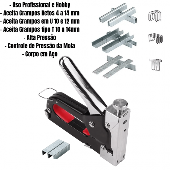 Grampeador Tapeceiro Alta Pressão Profissional Manual