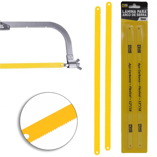 Jogo 2 lâmina segueta flexível 24 dentes arco de serra manual 12pol. corta madeira ferro