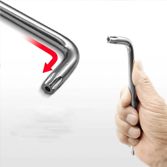 Jogo Chave Torx Tipo L Extra Longa Com Furo 9 Peças