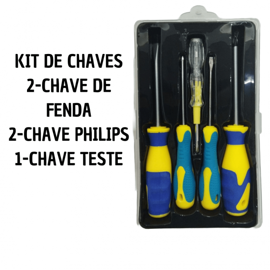 Jogo de Chave Fenda Phillips 5 Peças Estojo Multiuso - GB59044