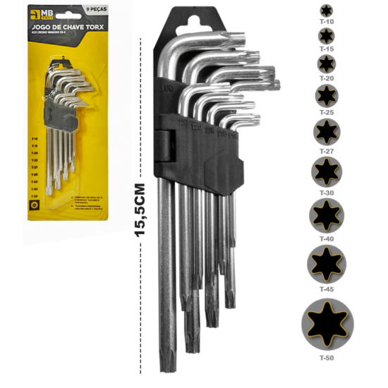 JOGO DE CHAVE TORX MEDIO