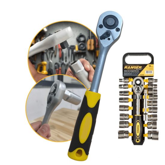 Jogo de Soquete sextavado Ranger Com 18 Pçs 1/2” (RJS-1100)