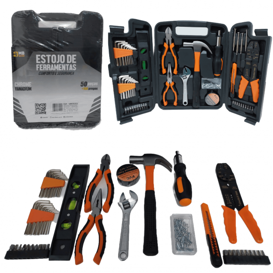 Jogo Ferramentas Completo Maleta Profissional 50 Peças + 150 pregos