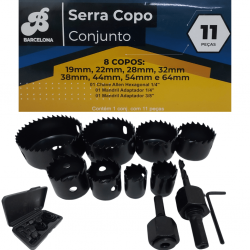 jogo Serra Copo 11 Peças 19mm A 64mm Para Madeira Gesso Pvc - Barcelona