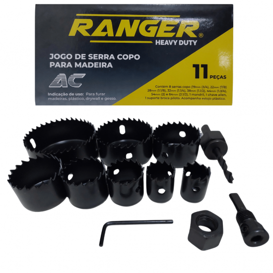 jogo Serra Copo 11 Peças 19mm A 64mm Para Madeira Gesso Pvc - RBM-6300