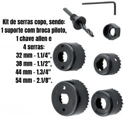 jogo Serra Copo 6 Peças 32mm A 54mm Para Madeira Gesso Pvc - Barcelona