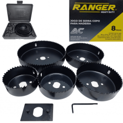 jogo Serra Copo 8 Peças 64mm A 127mm Para Madeira Gesso Pvc - RBM- 6200