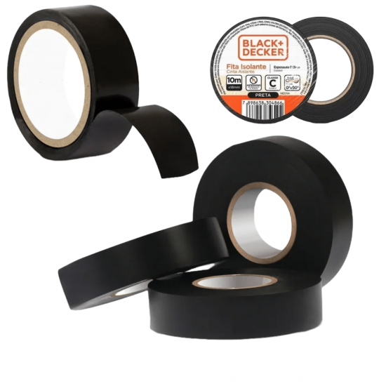 Kit 10 fitas isolante antichamas 5/10/20 metros ,10 Unidades black + decker