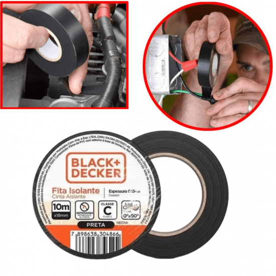 Kit 10 fitas isolante antichamas 5/10/20 metros ,10 Unidades black + decker