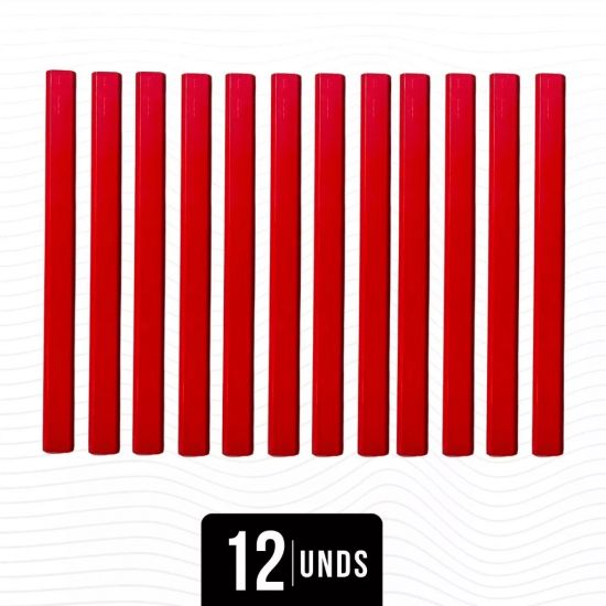 Kit 12 Lápis Para Carpinteiro Marceneiro Pedreiro Formato Achatado Em Madeira Profissional - GB59209