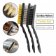 Kit 3 Peças Super Escovas Para Limpeza Multiuso em Aço Carbono, Latão e Nylon com Cabo Plástico - rje-0900
