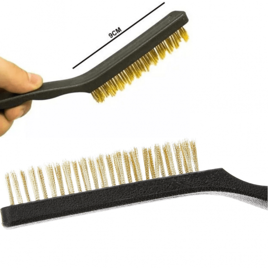 Kit 3 Peças Super Escovas Para Limpeza Multiuso em Aço Carbono, Latão e Nylon com Cabo Plástico - rje-0900