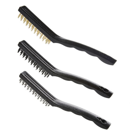 Kit 3 Peças Super Escovas Para Limpeza Multiuso em Aço Carbono, Latão e Nylon com Cabo Plástico - rje-0900