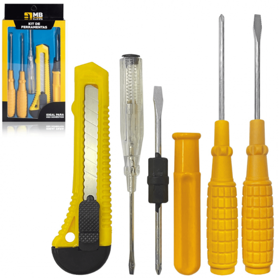 KIT 5 Em 1 Chaves Fenda Chaves Philips Ferramentas Fenda E Philips E Estilete + chave teste