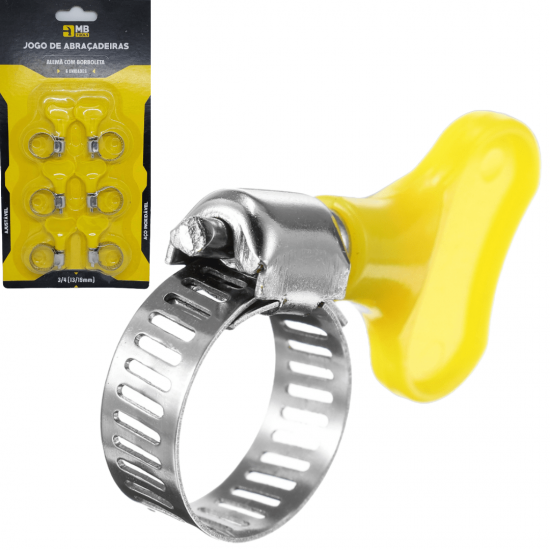 Kit 6 Abraçadeira Borboleta Metal Inox 13x19 Reforçada 3/4