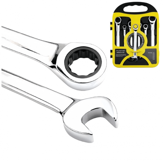 Kit 7 Peças Chave Ferramenta Combinada Catraca Boca Profissional