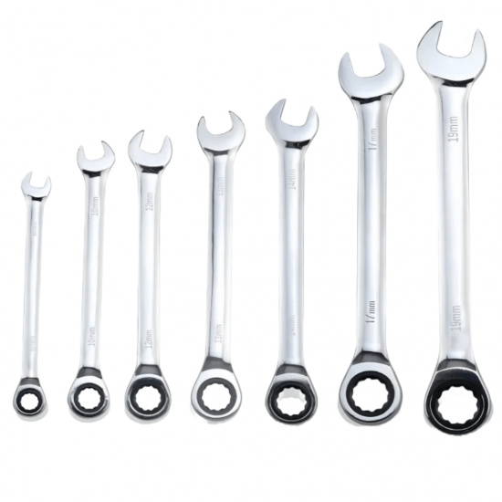 Kit 7 Peças Chave Ferramenta Combinada Catraca Boca Profissional