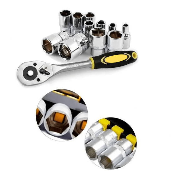 Kit Chaves Jogo Catraca Reversível Soquetes 12 Peças 1/2 - GB59190