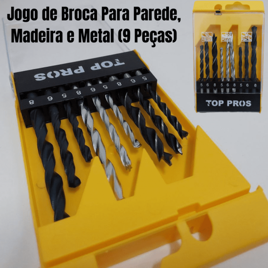 KIT DE BROCAS UNIVERSAL COM 9PCS