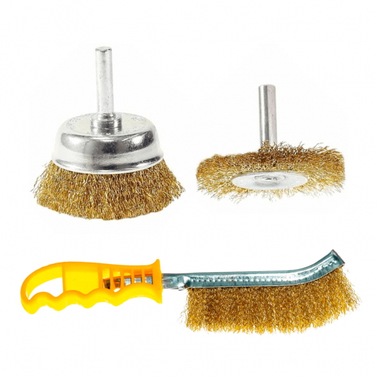 KIT de Escovas De Aço Manual e para furadeira Limpa Grelhas Tira Ferrugem - top5227