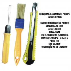 Kit de ferramentas 3 peças , chave fenda pinçel