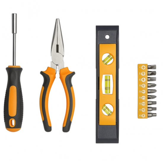 KIT DE FERRAMENTAS - alicate, nívelador de Bolha , Chave de Fenda com Pontas Intercambiáveis - MD-12771